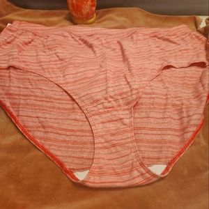 JUST MY SIZE Women's Cotton Blend Panty Coral Pink and White sz 14 BN